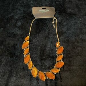 Gold and Orange Leaf Necklace